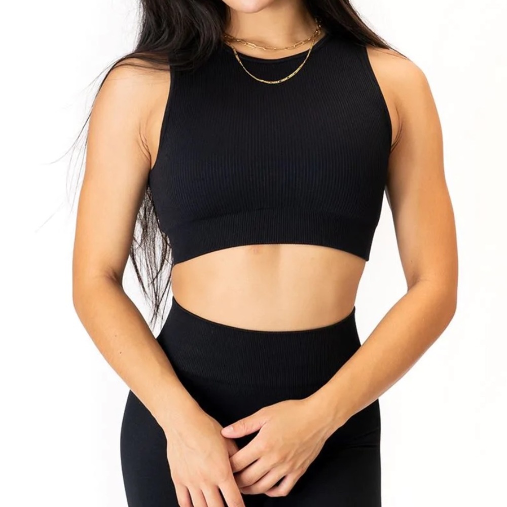 Paragon Fitwear Seamless Rib High Neck Bra Black